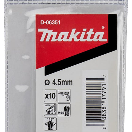 Afbeelding Makita metaalboor hss 4,5x85mm 10pcs D-06351