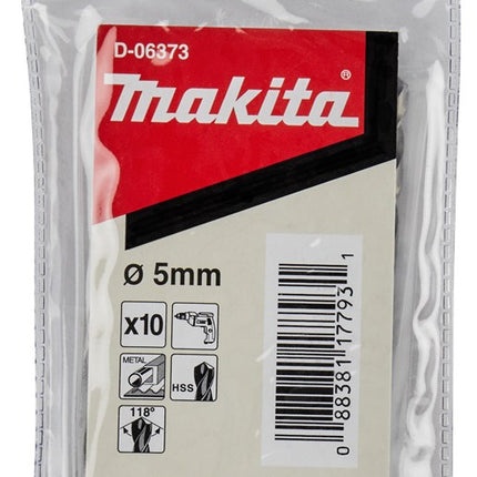 Afbeelding Makita metaalboor hss 5x86mm 10pcs D-06373