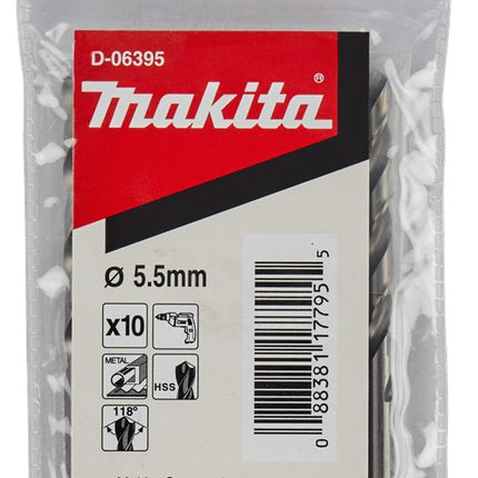 Afbeelding Makita metaalboor hss 5.5x93mm 10pcs D-06395