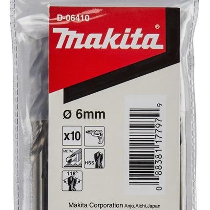 Afbeelding Makita metaalboor hss 6x93mm 10pcs D-06410