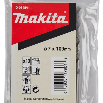 Afbeelding Makita metaalboor hss 7x109mm 10pcs D-06454