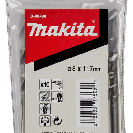 Afbeelding Makita metaalboor hss 8x117mm 10pcs D-06498