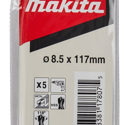 Afbeelding Makita metaalboor hss 8.5x117mm 5pcs D-06513