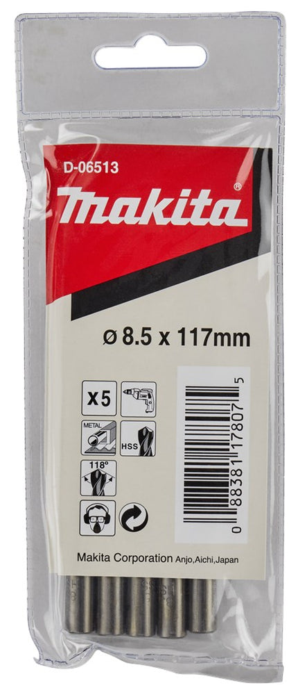 Afbeelding Makita metaalboor hss 8.5x117mm 5pcs D-06513