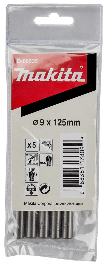 Afbeelding Makita metaalboor hss 9x125mm 5pcs D-06535