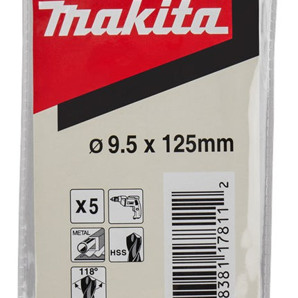 Afbeelding Makita metaalboor hss 9.5x125mm 5pcs D-06557