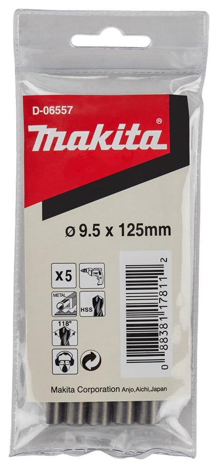 Afbeelding Makita metaalboor hss 9.5x125mm 5pcs D-06557