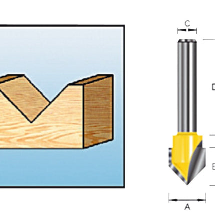 Afbeelding Makita v-groeffrees hm 12,7mm s12 D-10702