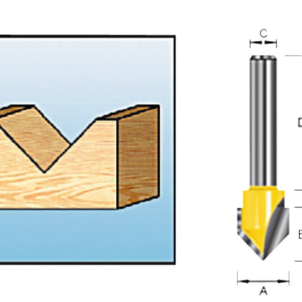 Afbeelding Makita v-groeffrees hm 19mm s8 D-10724