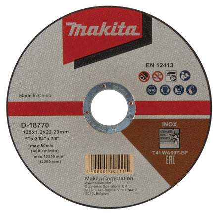 Afbeelding Makita doorsl.sch. 125x1,2mm rvs 100s D-18770-100