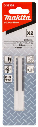 Afbeelding Makita metaalboor hss-r 2,0x49mm D-38308