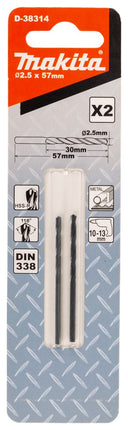 Afbeelding Makita metaalboor hss-r 2,5x57mm D-38314