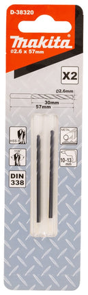 Afbeelding Makita metaalboor hss-r 2,6x57mm D-38320