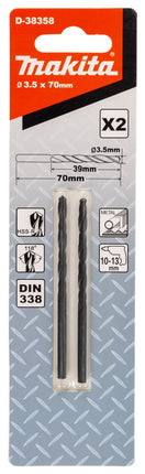 Afbeelding Makita metaalboor hss-r 3,5x70mm D-38358