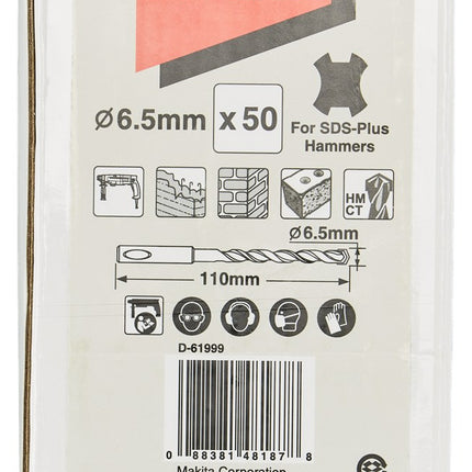 Afbeelding Makita sds boor 6,5x110mm 50stk D-61999