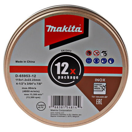 Afbeelding Makita doorslijpschijf 115x1,2mm rvs D-65953-12