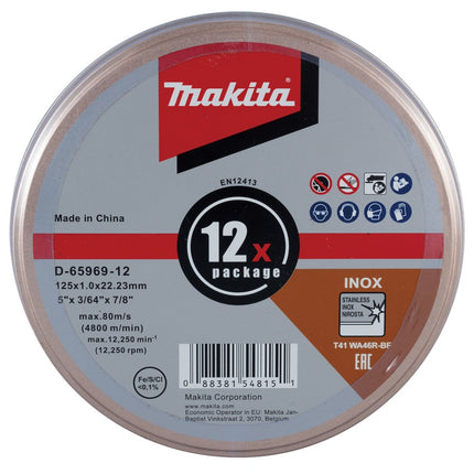 Afbeelding Makita doorslijpschijf 125x1,0mm rvs D-65969-12