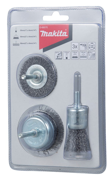Afbeelding Makita borstelset 3dlg 6mm pens/vlak D-66070