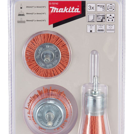 Afbeelding Makita borstelset nylon ruw 3dlg D-70742