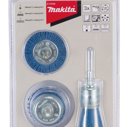 Afbeelding Makita borstelset nylon fijn 3dlg D-70758