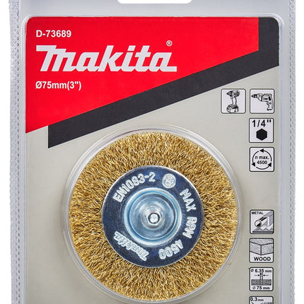Afbeelding Makita vlakborstel 75mm 1/4" vermes D-73689