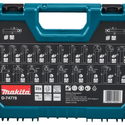 Afbeelding Makita freesset 8mm 22-delig kant D-74778