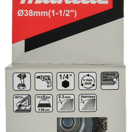 Afbeelding Makita komborstel 1/4"x38mm rvs D-76554