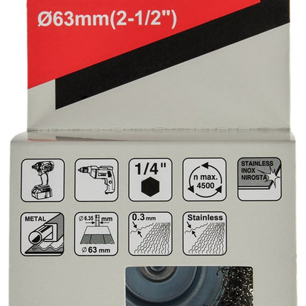 Afbeelding Makita komborstel 1/4"x65mm rvs D-76576