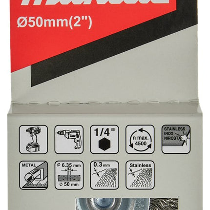 Afbeelding Makita rondborstel 1/4"x50mm rvs D-76613