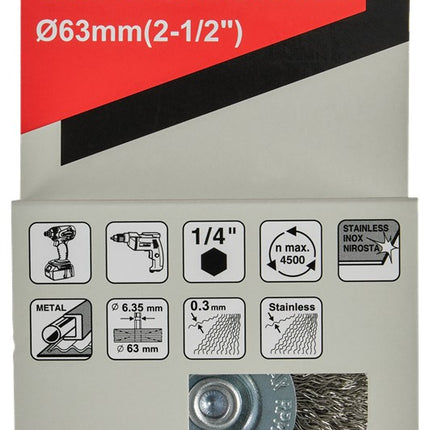 Afbeelding Makita rondborstel 1/4"x65mm rvs D-76629