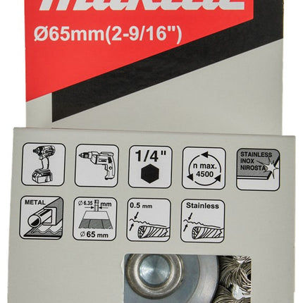 Afbeelding Makita komborstel 1/4"x65mm rvs D-76691