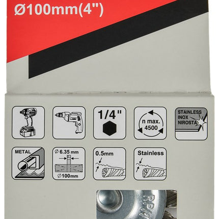 Afbeelding Makita rondborstel 1/4"x100mm rvs D-76722