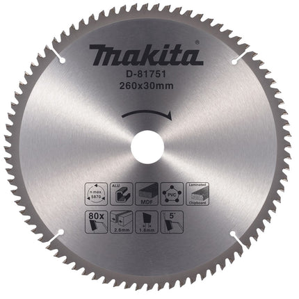 Afbeelding Makita zaagb multi 260x30 80t 5g D-81751