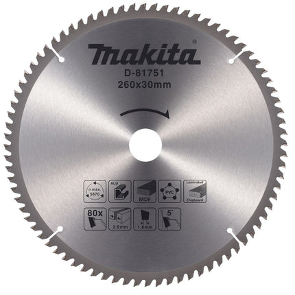 Afbeelding Makita zaagb multi 260x30 80t 5g D-81751