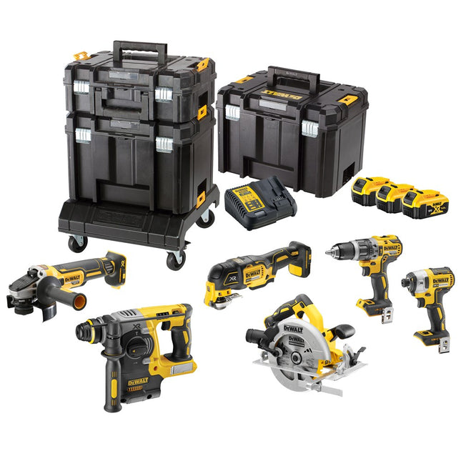 DeWALT 18v xr brushless 6-delige voordeelset in tstak + cart 3x 5.0ah DCK685P3T