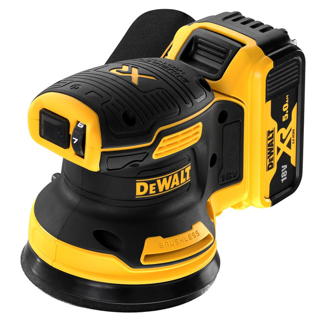 DeWALT 18v xr brushless excenterschuurmachine 125mm 2x 5.0ah in tstak DCW210P2