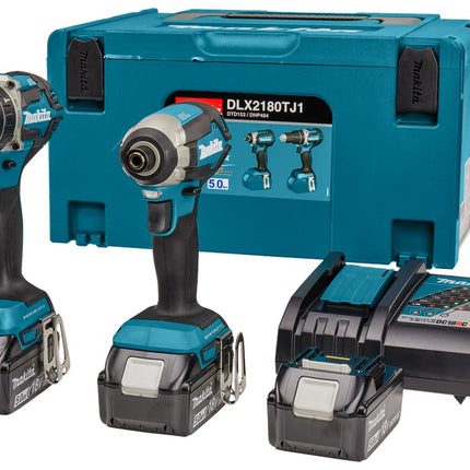 Afbeelding Makita 18 v combiset voor allround (klop)boor- en (slag)schroefklussen DLX2180TJ1