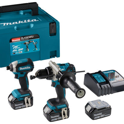 Afbeelding Makita 18 v combiset voor zwaardere (klop)boor- en (slag)schroefklussen DLX2418TJ