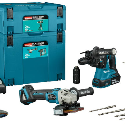 Afbeelding Makita combiset schroeven, boren en slijpen DLX3195JX1