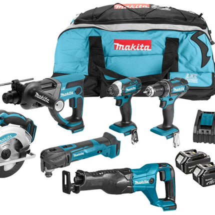 Afbeelding Makita 18 v combiset voor divers zaag-, boor- en (slag)schroefwerk DLX6038T
