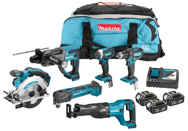 Afbeelding Makita 18 v combiset voor divers zaag-, boor- en (slag)schroefwerk DLX6038T