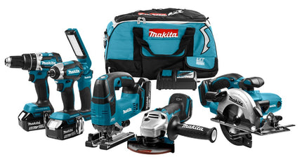 Afbeelding Makita 18 v combiset (klop)boren, (slag)schroeven, zagen en slijpen DLX6082T