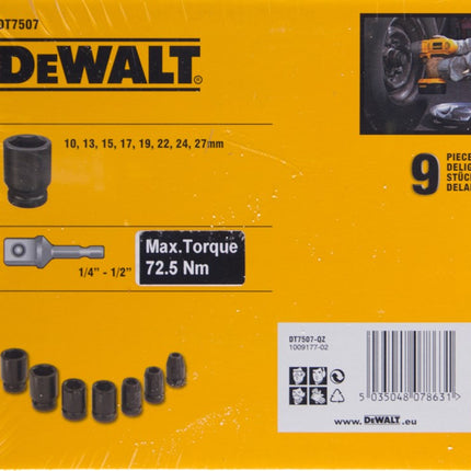 DeWALT Slagmoersleutel doppenset 9-delig DT7507