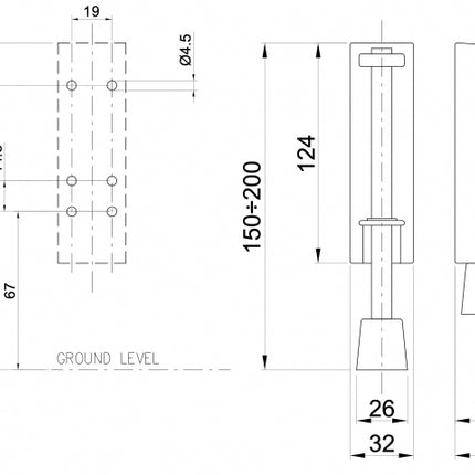Dulimex Deurvastzetter Voetstift 122x30mm Zwart - 0533.122.3054