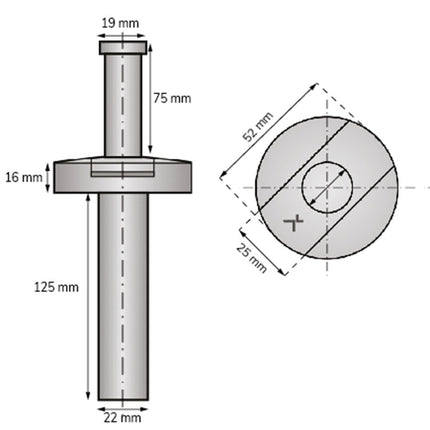 Lijntekening Exceptor kierstandhouder
