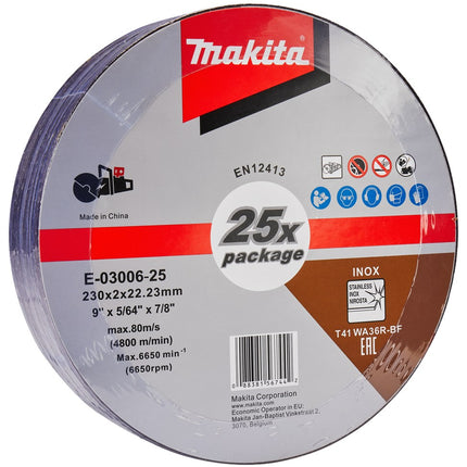 Afbeelding Makita doorslijpsch. 230x2,0mm met 25 E-03006-25