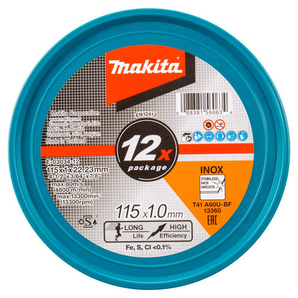 Afbeelding Makita doorslijps. 115x1.0mm rvs 12st E-03034-12