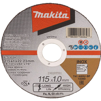 Afbeelding Makita doorslijps. 115x1.0mm rvs 12st E-03034-12