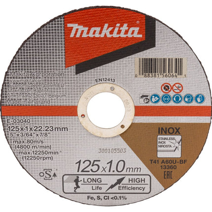 Afbeelding Makita doorslijps. 125x1.0mm rvs 12st E-03040-12