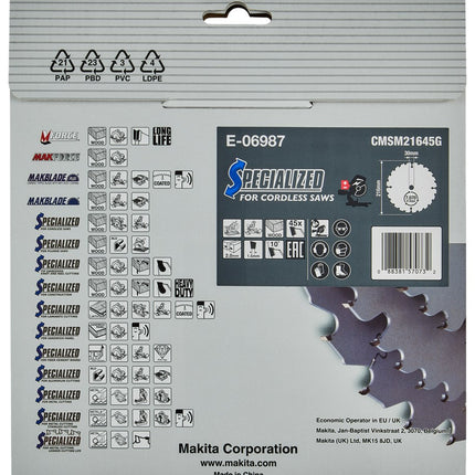 Afbeelding Makita zaagb efficut 216x30x2 45t 10g E-06987